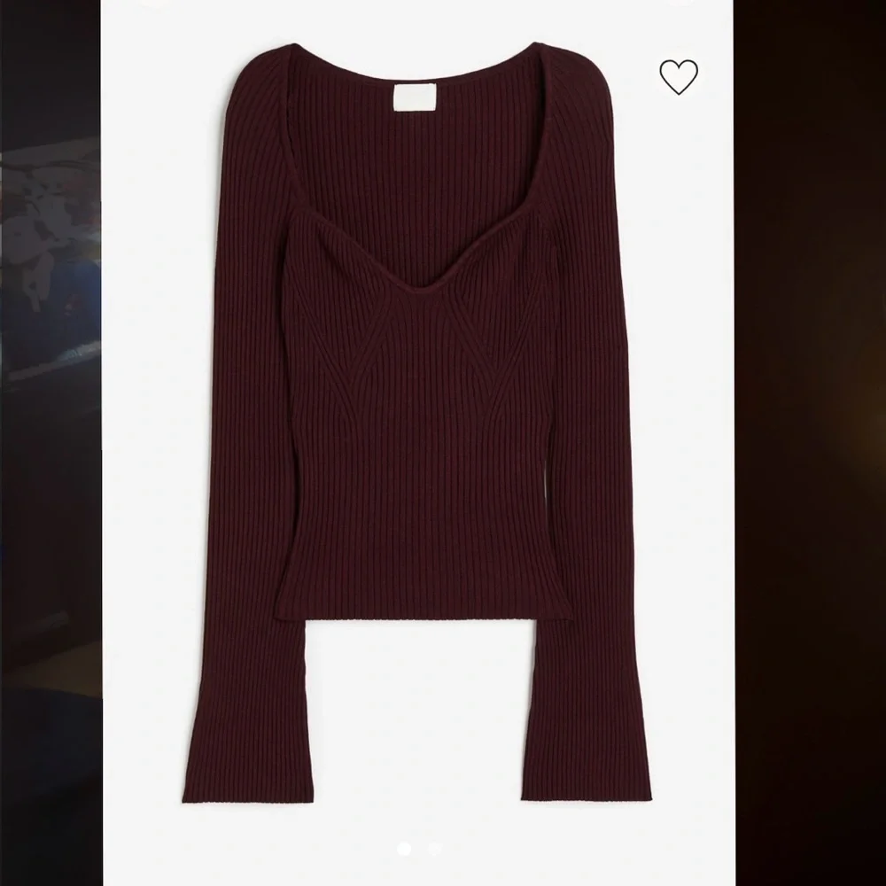 H&M Burgundy Ribbed Long Sleeve Top